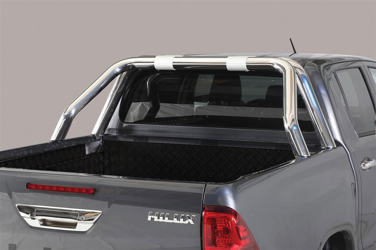 R450 - ROLL BAR INOX DOUBLE TUBE INOX NEW STYLE Ø 76 TOYOTA HILUX 2016 ...